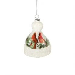 Roman 4.25" White And Red Snow Hat With Cardinals Christmas Ornament