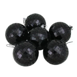 Northlight 6ct Black Disco Shatterproof Christmas Ball Ornaments 3.25" (80mm)