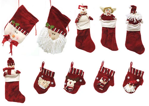 Pack Of 10 Red Christmas Stocking And Gift Bag Set 14.5" 4 Pack Of 10 Red Christmas Stocking And Gift Bag Set 14.5" - Image 2