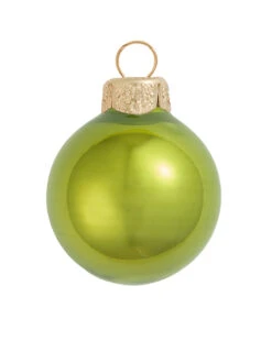 40ct Kiwi Green Pearl Glass Christmas Ball Ornaments 1.5" (40mm)