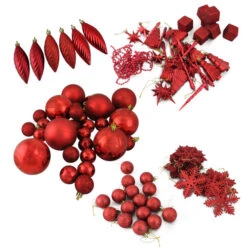 Northlight 125ct Apple Red Shatterproof 3-Finish Christmas Ornaments 5.5"