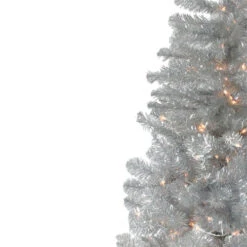 Northlight 6.5' Pre-Lit Full Metallic Silver Tinsel Artificial Christmas Tree, Clear Lights -Ornaments Store p4jdoxapaxth9zkvq4kd2e44omcmawxw 07283.1588357536