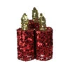 PENN 9" Red And Gold Flameless Sequin LED Lighted Christmas Pillar Candle Tabletop Decor -Ornaments Store penn 12 11519 31647.1588350596