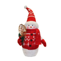 Northlight 10" Red And White Sparkling Snowman With Snowshoes Christmas Decoration - 31730673