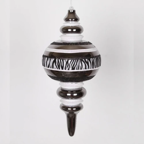 13" Black And White Zebra Stripes Commercial Size Shatterproof Christmas Finial Ornament 3 13" Black And White Zebra Stripes Commercial Size Shatterproof Christmas Finial Ornament