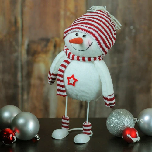 Northlight 11" Albino White And Candy Apple Red Bobble Snowman Figurine 5 Northlight 11" Albino White And Candy Apple Red Bobble Snowman Figurine - Image 3