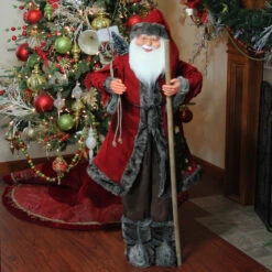 Northlight 48" Red And Brown Santa Claus With Walking Stick Standing Christmas Figure -Ornaments Store qpj0r3yyvxosyifash2pab5gurbsln6e 79383.1587645148