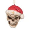 2.5" Red, White, And Brown Holiday Collections Creepy Skull Santa Hanging Ornament