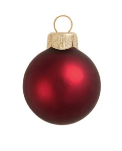 28ct Henna Red Matte Glass Christmas Ball Ornaments 2" (50mm)