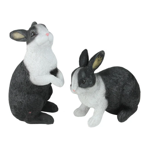 Set Of 2 Black And White Bunny Rabbit Figures Table Top Easter Spring Decorations 10" 4 Set Of 2 Black And White Bunny Rabbit Figures Table Top Easter Spring Decorations 10" - Image 2