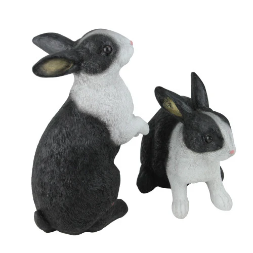 Set Of 2 Black And White Bunny Rabbit Figures Table Top Easter Spring Decorations 10" 3 Set Of 2 Black And White Bunny Rabbit Figures Table Top Easter Spring Decorations 10"