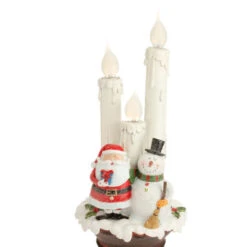 14" White Lighted Santa And Snowman Triple Flameless Candle Lamp Christmas Figurine -Ornaments Store raz 3509295 2 05668.1599268857