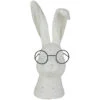 10.75" White Bunny Rabbit Head Statue With Glasses
