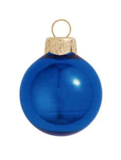 40ct Blue Shiny Glass Christmas Ball Ornaments 1.25" (30mm)