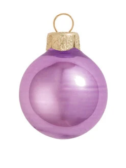 8ct Soft Lavender And Gold Shiny Glass Christmas Ball Ornaments 3.25" (80mm)