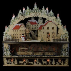 Roman 17.25" Beige And Red LED Lighted 3 Level Cut Town Christmas Tabletop Decoration -Ornaments Store roman20131470 3 00906.1587644956