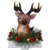 Roman 8" LED Lighted Reindeer And Holly Berry Christmas Stocking Holder