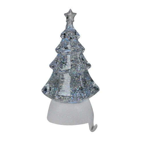 Roman 9.5" Clear LED Glitter Swirl Christmas Tree Stocking Holder 4 Roman 9.5" Clear LED Glitter Swirl Christmas Tree Stocking Holder - Image 2