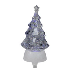 Roman 9.5" Clear LED Glitter Swirl Christmas Tree Stocking Holder