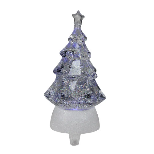 Roman 9.5" Clear LED Glitter Swirl Christmas Tree Stocking Holder 3 Roman 9.5" Clear LED Glitter Swirl Christmas Tree Stocking Holder