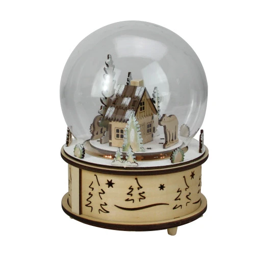 Roman 8" LED Animated And Musical Woodland Bear Christmas Dome Tabletop Decoration 4 Roman 8" LED Animated And Musical Woodland Bear Christmas Dome Tabletop Decoration - Image 2