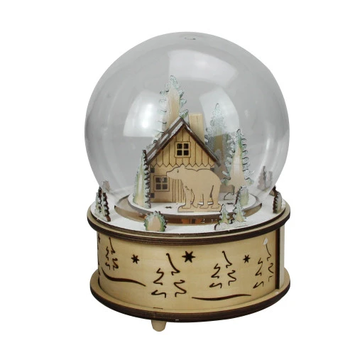 Roman 8" LED Animated And Musical Woodland Bear Christmas Dome Tabletop Decoration 3 Roman 8" LED Animated And Musical Woodland Bear Christmas Dome Tabletop Decoration
