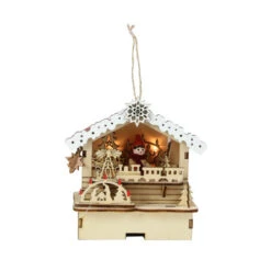 Roman 4.25" Pre-Lit White And Brown Toy Shop Christmas Ornament