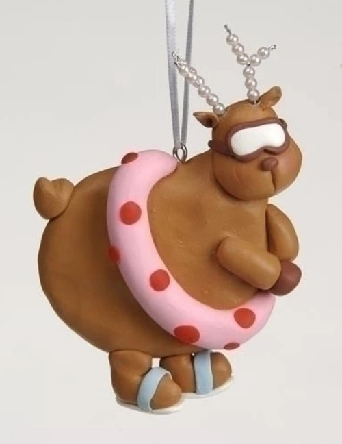 Roman Club Pack Of 12 Brown And Pink Swimming Diva Reindeer Pearl Antlers Christmas Ornaments 3.75" 4 Roman Club Pack Of 12 Brown And Pink Swimming Diva Reindeer Pearl Antlers Christmas Ornaments 3.75" - Image 2