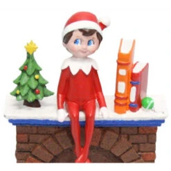 Roman 6.75" Brown And Red Elf On Fireplace Christmas Tabletop Decoration - LED Lights -Ornaments Store roman 31013 03 32710.1600218898