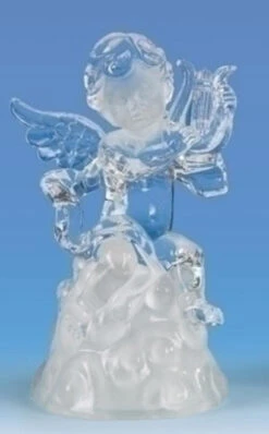 Roman 6.5" Pre-Lit Clear LED Religious Cherubs With Harp Christmas Tabletop Figurine