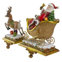 Roman Set Of 2 Brown And Red Santa Claus With Reindeer Christmas Stocking Holders 9.5" -Ornaments Store roman 37011 2 00288.1595892101