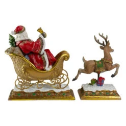 Roman Set Of 2 Brown And Red Santa Claus With Reindeer Christmas Stocking Holders 9.5" -Ornaments Store roman 37011 3 62168.1595892102
