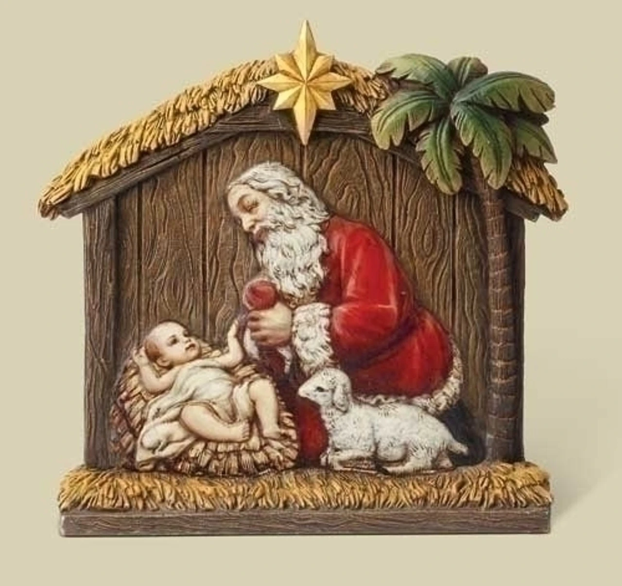 Roman 7" Brown And Red Kneeling Santa Christmas Tabletop Figurine 3 Roman 7" Brown And Red Kneeling Santa Christmas Tabletop Figurine