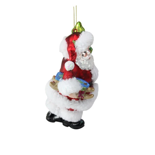 Northlight 6” White And Red Glitter Accented Santa Claus Glass Christmas Ornament 4 Northlight 6” White And Red Glitter Accented Santa Claus Glass Christmas Ornament - Image 2