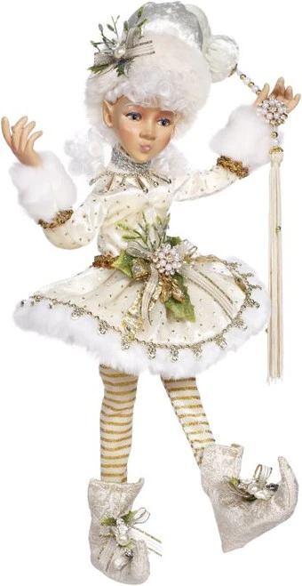 17" White And Gold Mark Roberts Snowella Girl Christmas Elf Figure 3 17" White And Gold Mark Roberts Snowella Girl Christmas Elf Figure