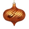 4ct Burnt Orange Swirl Shatterproof Shiny Christmas Onion Drop Ornaments 5.75"