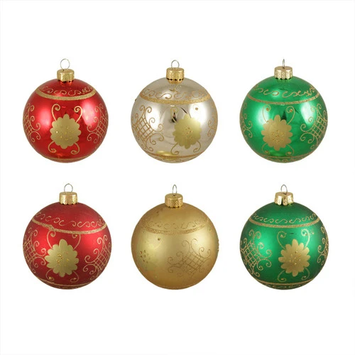 6ct Multi-Color Shatterproof 2-Finish Christmas Ball Ornaments 3.25" (80mm) 4 6ct Multi-Color Shatterproof 2-Finish Christmas Ball Ornaments 3.25" (80mm) - Image 2