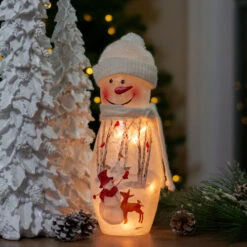 11" White And Red Lighted Snowman Christmas Tabletop Decoration -Ornaments Store stonycreek bfx8244 5 05991.1588415812