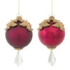 Melrose Set Of 2 Red And Gold Raised Acanthus Leaf With Clear Jewel Dangle Christmas Ornament 6.5" -Ornaments Store svc5cbpjkf3vyyhg1uttmohbb36huazr 14663.1588343986