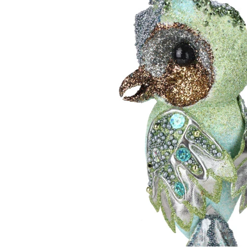 Melrose 10" Green Glittered And Sequined Owl Clip On Christmas Ornament 5 Melrose 10" Green Glittered And Sequined Owl Clip On Christmas Ornament - Image 3