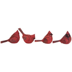 Set Of 4 Large Red Cardinal Bird Figurines 7.25-Inch -Ornaments Store transpac 20u2815 3 04284.1588399182