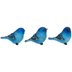 Set Of 3 Large Indigo Blue Bird Figurines 4.75" -Ornaments Store transpac a3773 3 48100.1587645069