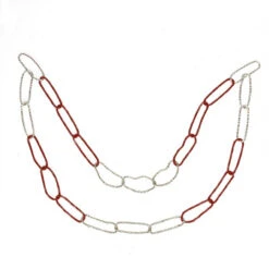 Roman 36" Red And Silver Round Loops Christmas Chain Garland - Unlit