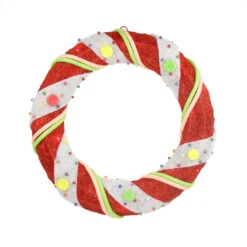 Northlight Pre-Lit Candy Cane Stripe Sisal Artificial Christmas Wreath - 18-Inch, Clear Lights