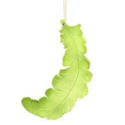 6ct Matte Kiwi Green Feather Shatterproof Christmas Ornaments 6"