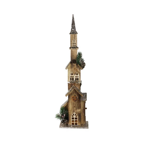 Northlight 27.5" LED Lighted Brown And Cream Church Christmas Decoration 3 Northlight 27.5" LED Lighted Brown And Cream Church Christmas Decoration