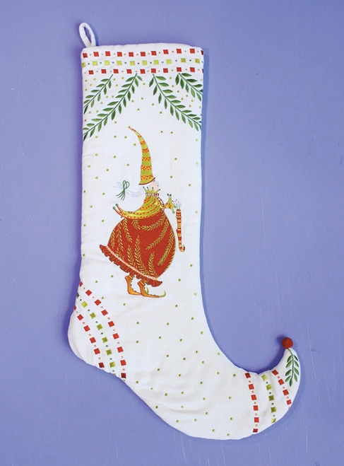 29" White And Red Embroider Mrs Santa Claus Christmas Stocking 3 29" White And Red Embroider Mrs Santa Claus Christmas Stocking