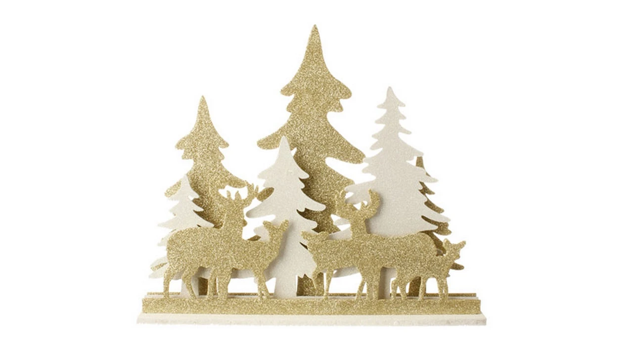 16.5" Gold And White LED Lighted Deer Silhouette Christmas Tabletop Decor 3 16.5" Gold And White LED Lighted Deer Silhouette Christmas Tabletop Decor