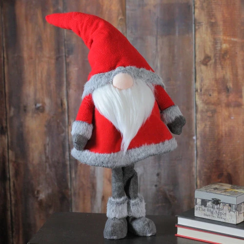 Northlight 28” Red Standing Christmas Santa Claus Gnome With Gray Faux Fur Trim 5 Northlight 28” Red Standing Christmas Santa Claus Gnome With Gray Faux Fur Trim - Image 3