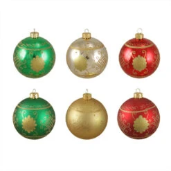 6ct Multi-Color Shatterproof 2-Finish Christmas Ball Ornaments 3.25" (80mm)